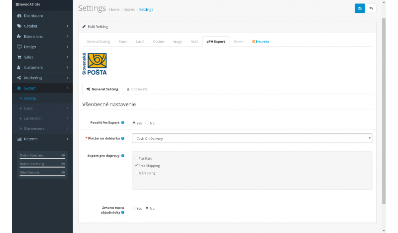 Slovenská pošta XML export pre OpenCart – ePodací hárok