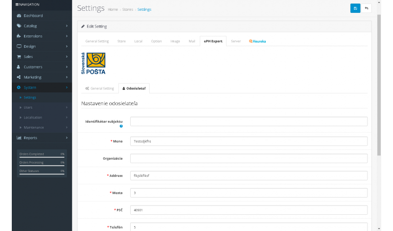 Slovenská pošta XML export pre OpenCart – ePodací hárok