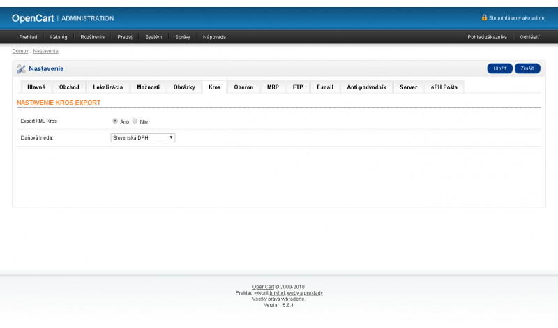 Kros Alfa+ export pre OpenCart – XML export faktúr