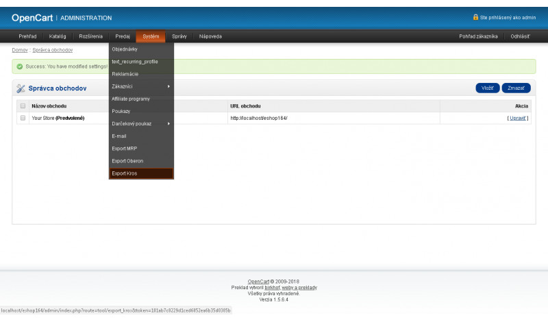 Kros Alfa+ export pre OpenCart – XML export faktúr