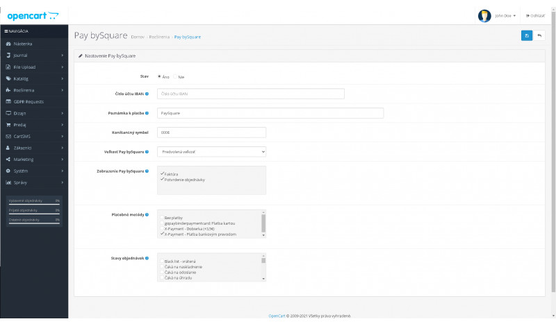 Pay by Square – QR platby Pay by Square pre OpenCart – QR platby bankovým prevodom