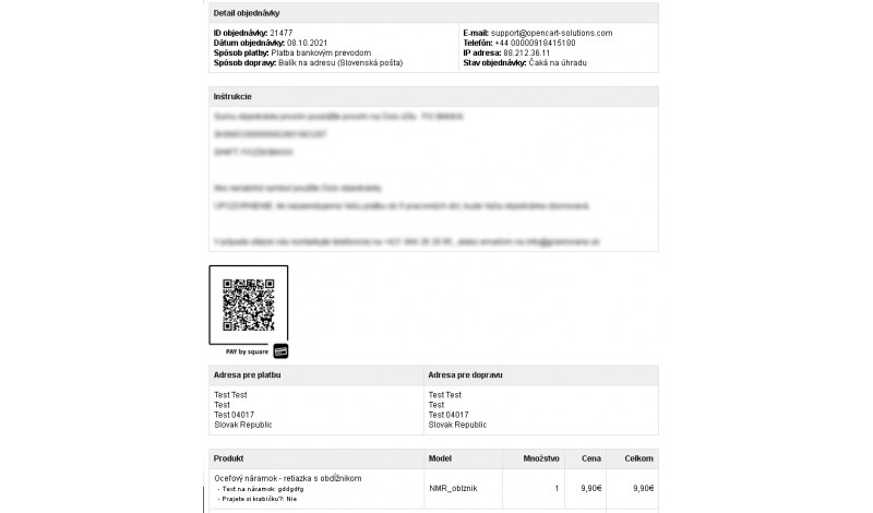 Pay by Square – QR platby Pay by Square pre OpenCart – QR platby bankovým prevodom