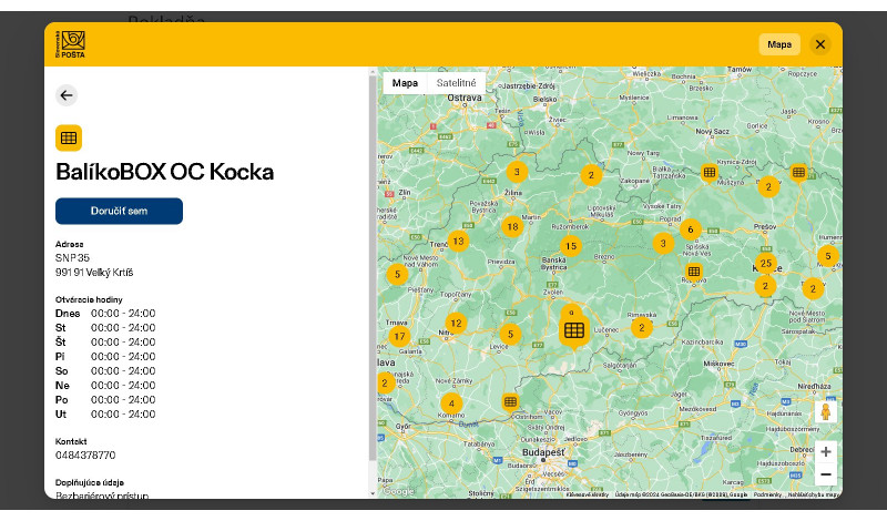Slovenská pošta Widget – Balíkobox, PoštaPOINT, Balík na poštu 3.x