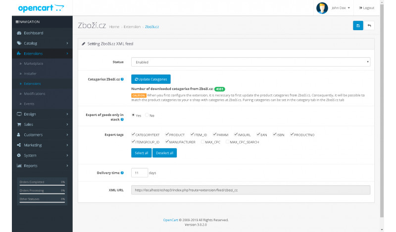 Zbozi.cz XML Feed pre OpenCart – XML export produktov